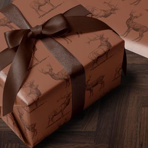 Deer Wrapping Paper Elk Gift Wrap Hunting Gift for Men Holiday Wrapping Paper Christmas Gift Masculine Gift Christmas Present Stag Party