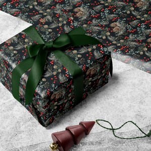 Christmas Wrapping Paper Holiday Gift Wrap Christmas Gift Wrap Christmas Tree Gift Wrap Elegant Christmas Gift Wrap Seasonal Gift Wrap Berry