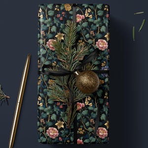 Botanical Garden Wrapping Paper Roll Elegant Gift Wrap Rose Wrapping Paper Lovely Design Gift Wrap Wedding Wrapping Paper Botanical Print