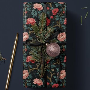 Gothic Floral Wrapping Paper Garden Party Gift Wrap Vintage Wrapping Paper Botanical Print Wedding Gift Wrapping Paper Pattern Gift Wrap Mom