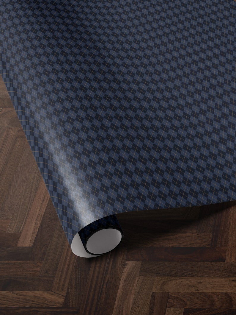 Blue Gift Wrap Roll Plaid Wrapping Paper Christmas Gift Wrap Paper Christmas Paper Classic Wrapping Paper Blue Holiday Gift Wrap for Him