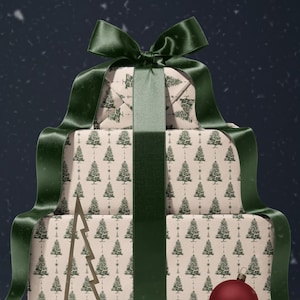 White Christmas Tree Wrapping Paper Holiday Gift Wrap Xmas Decoration Christmas Present Wrapping Roll Festive Decor Classic Gift Wrap Paper