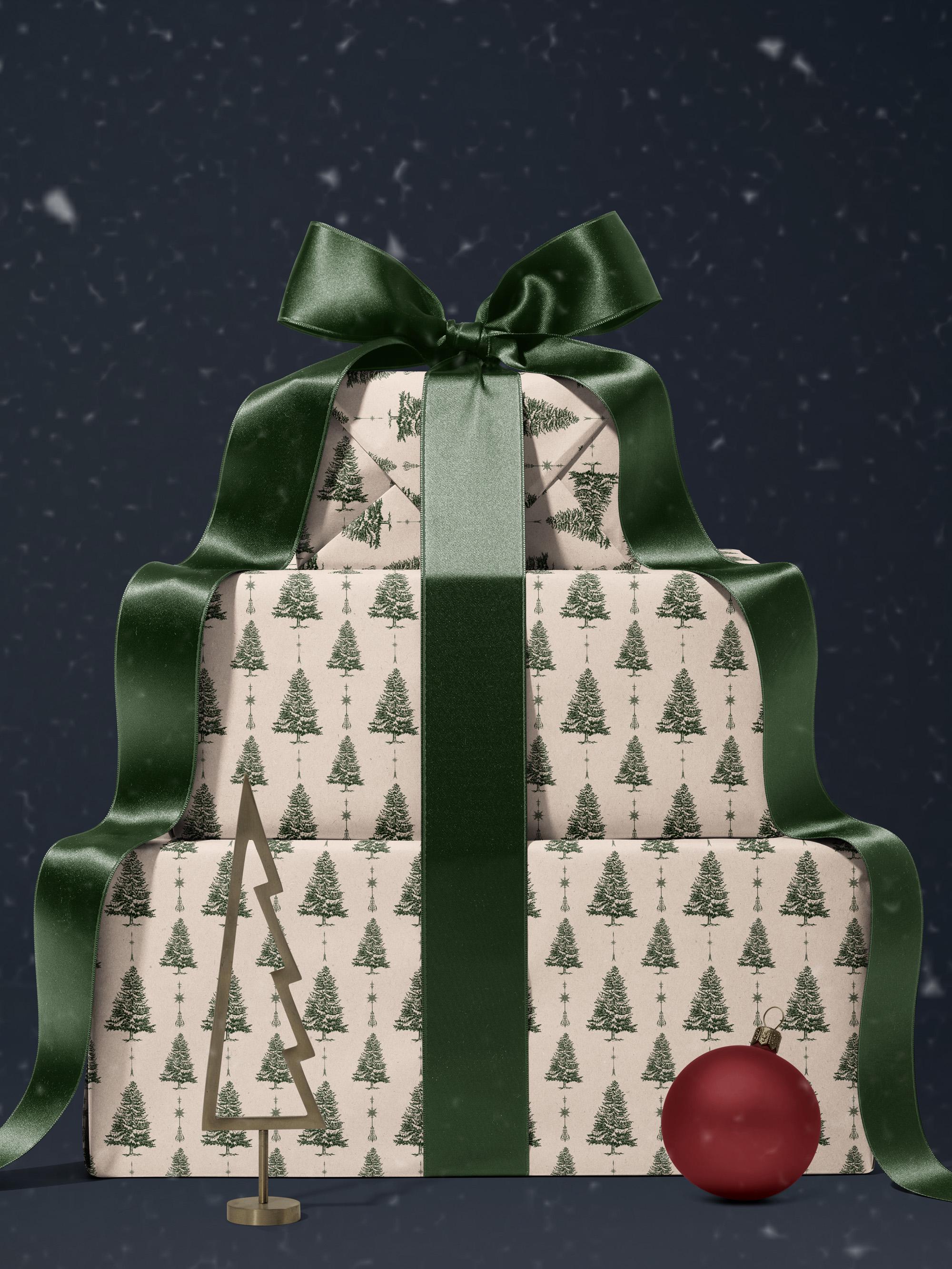 White Christmas Tree Wrapping Paper Holiday Gift Wrap Xmas Decoration Christmas Present Wrapping Roll Festive Decor Classic Gift Wrap Paper