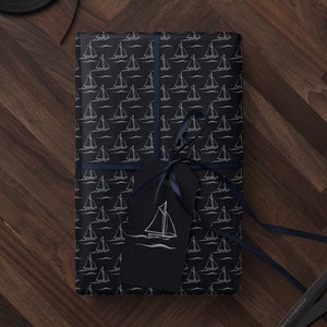 Sailboat Gift Wrap Paper Boating Gift for Men Sailboat Print Wrapping Paper Roll Yacht Gift Wrap Package Paper Sailor Gift Father Day Gift