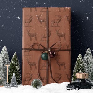 Deer Wrapping Paper Elk Gift Wrap Hunting Gift for Men Holiday Wrapping Paper Christmas Gift Masculine Gift Christmas Present Stag Party