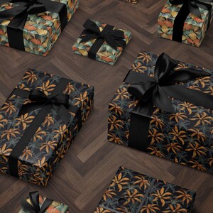 Moody Floral Print Wrapping Paper Birthday Gift Package for Her Elegant Gift Wrap Wedding Packaging Paper Tropical Party Decor Moody Flower