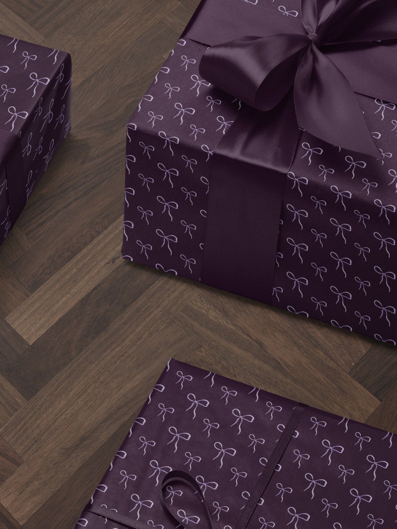 Purple Bow Wrapping Paper Cute Gift Wrap Christmas Decor Elegant Gift Wrap Ballet Decor Ballerina Wrapping Paper Kid Birthday Party Favor