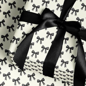 Chic Gift Wrap Elegant Wrapping Paper Classic Bow Gift Wrap Black and White Feminine Wrapping Paper Photoshoot Prop Gift Wrap for Wedding