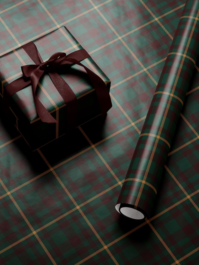 Traditional Christmas Plaid Wrapping Paper Holiday Gift Wrap Tartan Gift Wrap Green Christmas Gift Wrap Christmas Wrapping Paper Plaid