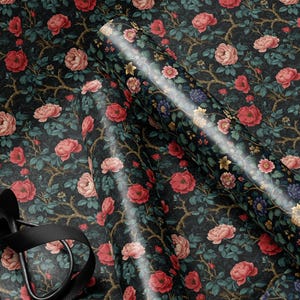 Gothic Floral Wrapping Paper Garden Party Gift Wrap Vintage Wrapping Paper Botanical Print Wedding Gift Wrapping Paper Pattern Gift Wrap Mom