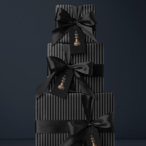 Gothic Gift Wrap Black Stripe Wrapping Paper Elegant Gift Wrap Classic Wrapping Paper Holiday Gift Wrap Chic Wrapping Paper Birthday Gift