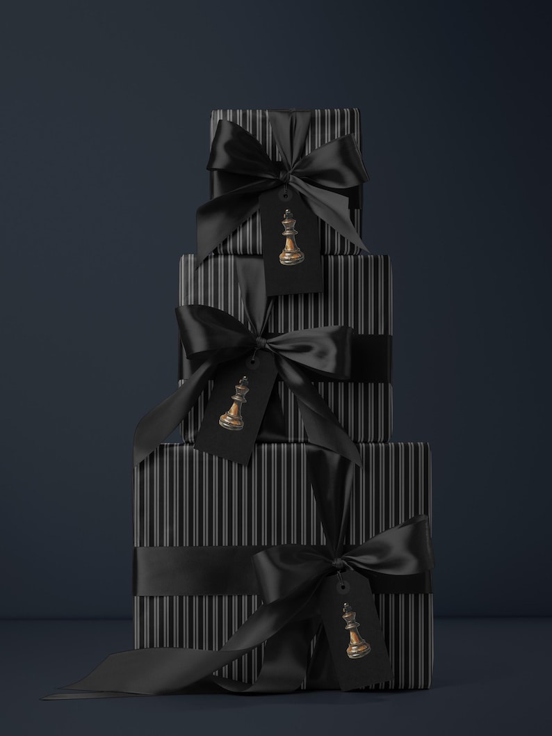 Gothic Gift Wrap Black Stripe Wrapping Paper Elegant Gift Wrap Classic Wrapping Paper Holiday Gift Wrap Chic Wrapping Paper Birthday Gift