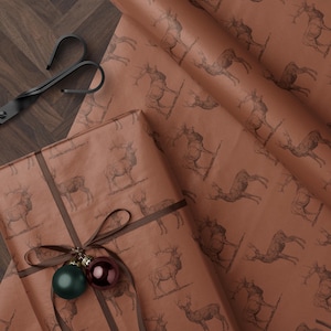 Deer Wrapping Paper Elk Gift Wrap Hunting Gift for Men Holiday Wrapping Paper Christmas Gift Masculine Gift Christmas Present Stag Party