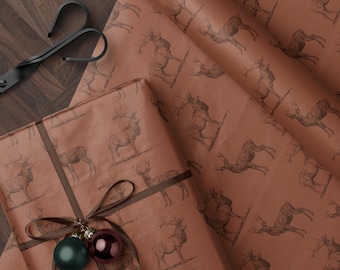 Deer Wrapping Paper Elk Gift Wrap Hunting Gift for Men Holiday Wrapping Paper Christmas Gift Masculine Gift Christmas Present Stag Party
