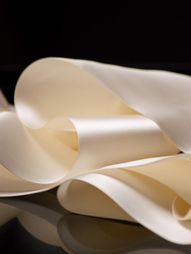 Wide Ivory Satin Ribbon for Gift Wrapping 4 Inch Luxury Ribbon for Statement Bows Wedding Decor Holiday Gift Packaging Large Bow Ribbon