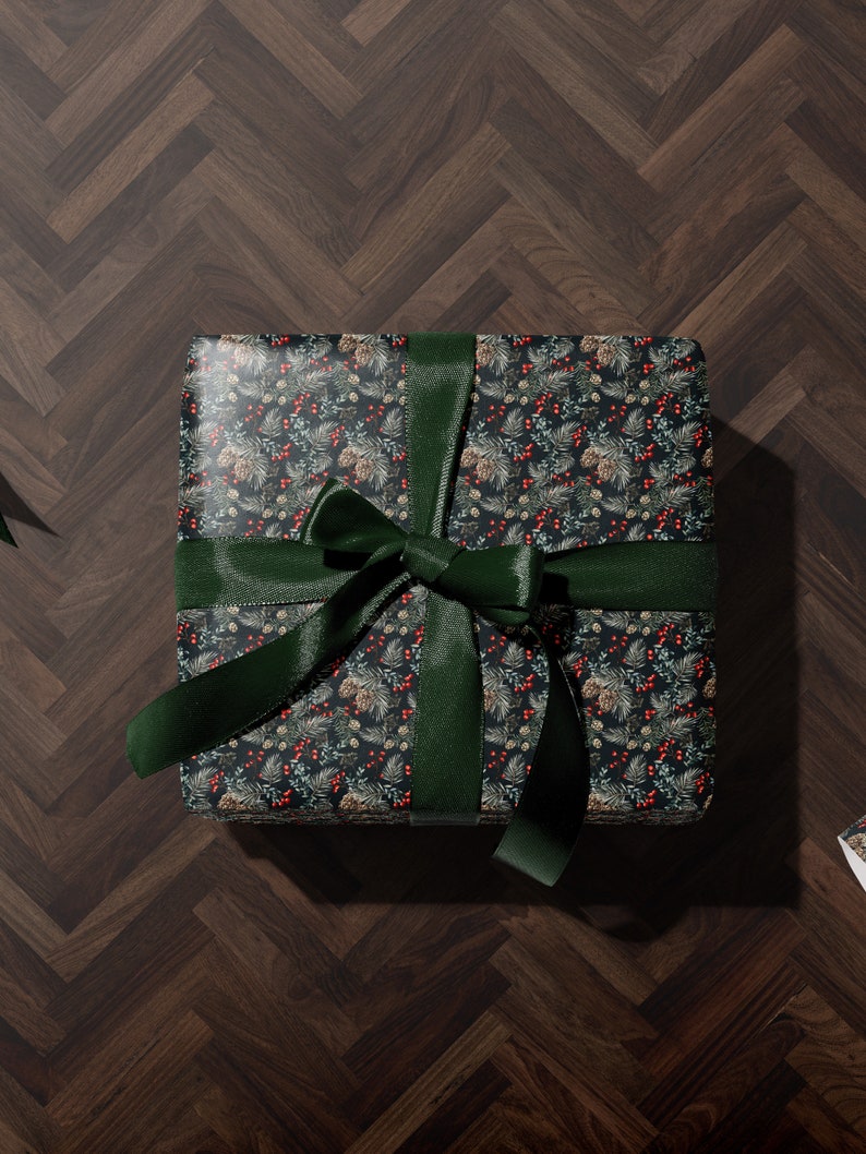 Christmas Wrapping Paper Holiday Gift Wrap Christmas Gift Wrap Christmas Tree Gift Wrap Elegant Christmas Gift Wrap Seasonal Gift Wrap Berry