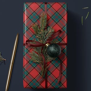 Christmas Plaid Wrapping Paper Nostalgic Christmas Gift Wrap Red and Green Paper Festive Decor Holiday Wrapping Paper Christmas Party Gift