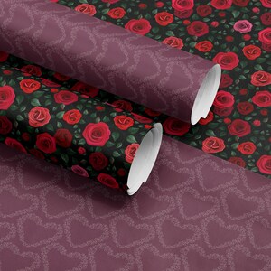 Purple Heart Wrapping Paper Heart Gift Wrap Valentine Gift Wrap Elegant Gift Wrap Love Gift Wrap Galentine Wrapping Paper Wedding Gift Wrap