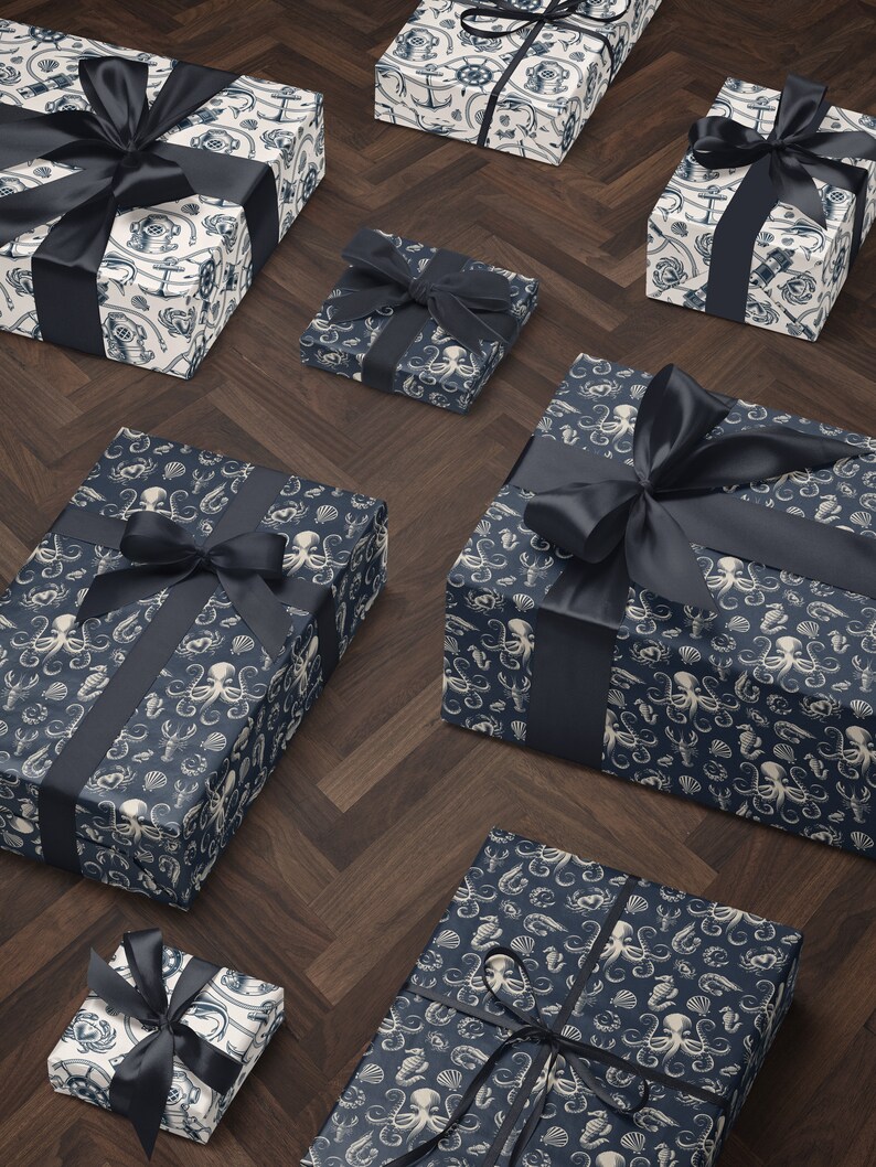 Ocean Wrapping Paper Coastal Gift Wrap Nautical Gift Wrap Under the Sea Gift Wrap Fish Gift Wrap Ocean Gift Wrap Sea Creature Gift Wrap Ship