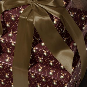 Holiday Reindeer Gift Wrap Christmas Present Gift Wrap Festive Decor Christmas Wrapping Paper Roll Deer Design Holiday Decor Christmas Paper