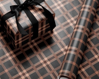 Elegant Plaid Wrapping Paper Holiday Gift Wrap Tartan Gift Wrap Luxury Christmas Gift Wrap Christmas Wrapping Paper Brown Gift Wrap