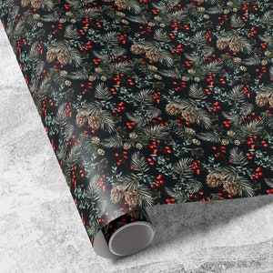 Christmas Wrapping Paper Holiday Gift Wrap Christmas Gift Wrap Christmas Tree Gift Wrap Elegant Christmas Gift Wrap Seasonal Gift Wrap Berry