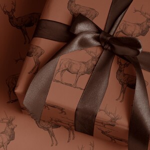 Deer Wrapping Paper Elk Gift Wrap Hunting Gift for Men Holiday Wrapping Paper Christmas Gift Masculine Gift Christmas Present Stag Party