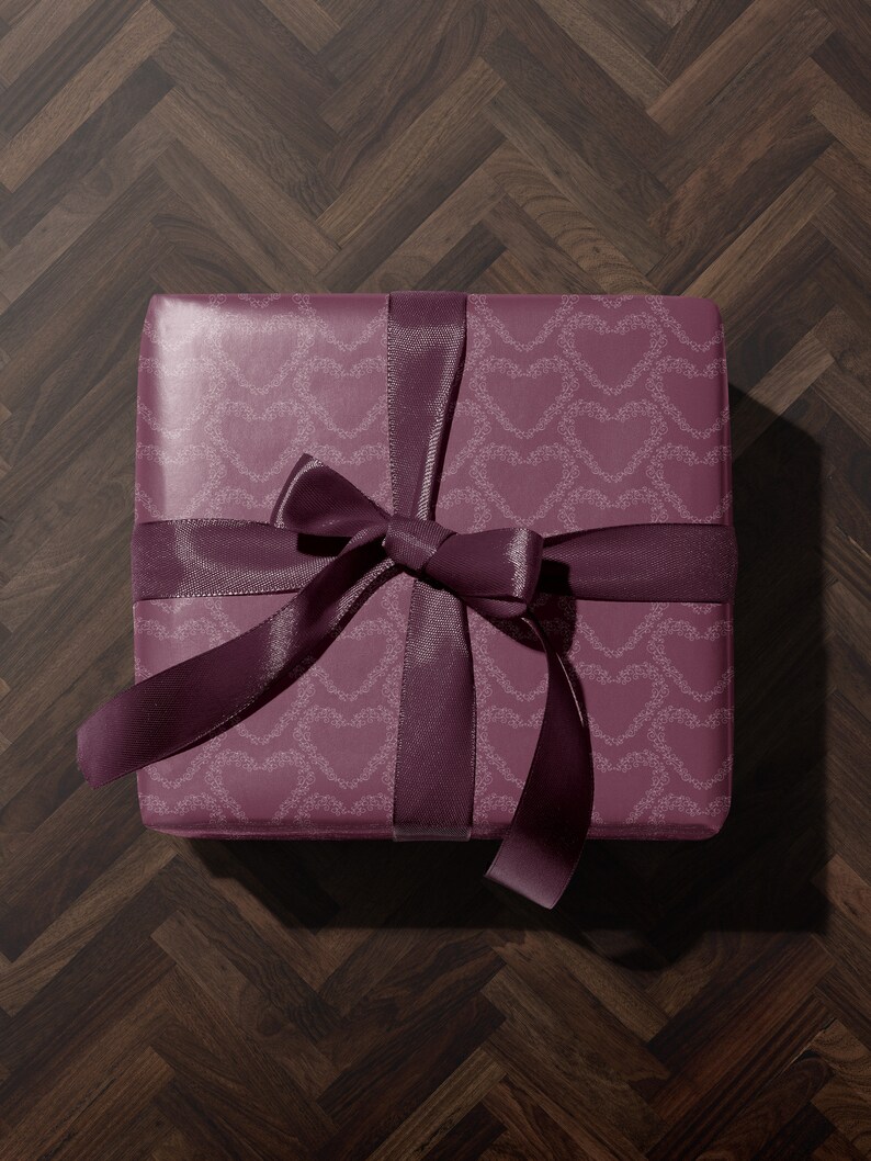 Purple Heart Wrapping Paper Heart Gift Wrap Valentine Gift Wrap Elegant Gift Wrap Love Gift Wrap Galentine Wrapping Paper Wedding Gift Wrap