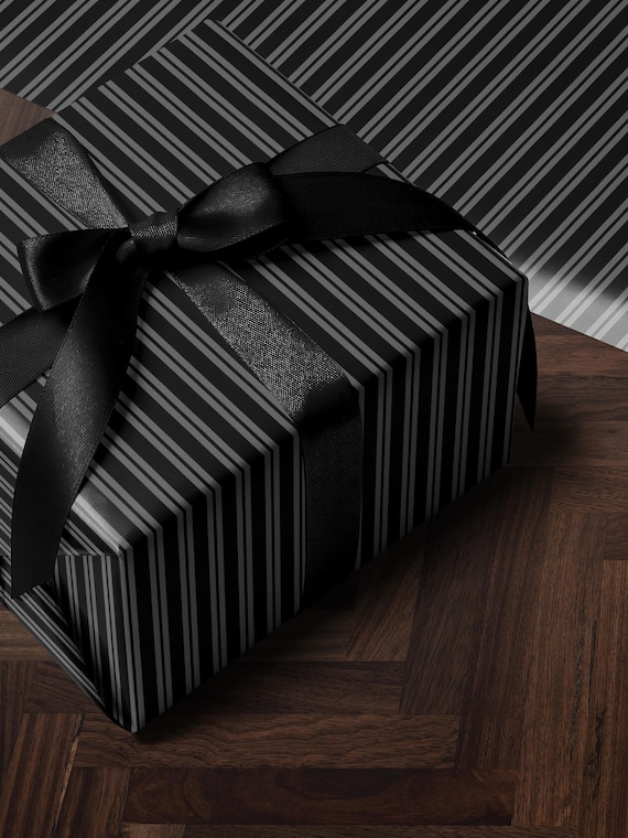 Gothic Gift Wrap Black Stripe Wrapping Paper Elegant Gift Wrap Classic Wrapping Paper Holiday Gift Wrap Chic Wrapping Paper Birthday Gift
