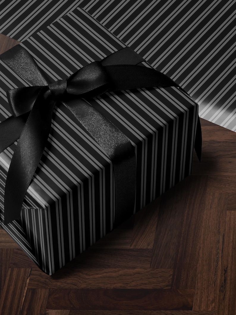 Gothic Gift Wrap Black Stripe Wrapping Paper Elegant Gift Wrap Classic Wrapping Paper Holiday Gift Wrap Chic Wrapping Paper Birthday Gift