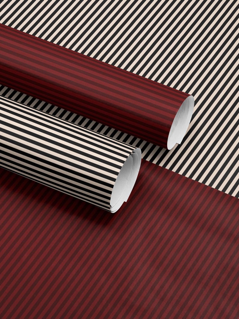 Christmas Gift Wrap Red Wrapping Paper Holiday Gift Wrap Stripe Wrapping Paper Christmas Paper for Gift Wrap Roll Romantic Gift for Her