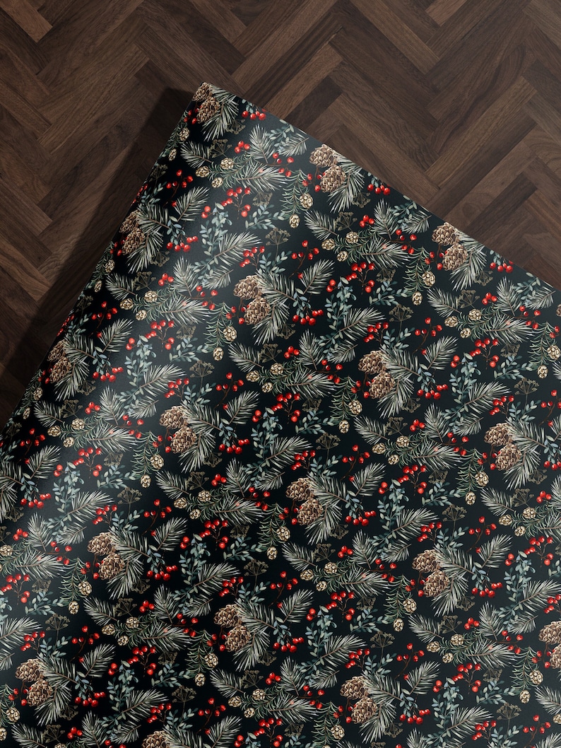 Christmas Wrapping Paper Holiday Gift Wrap Christmas Gift Wrap Christmas Tree Gift Wrap Elegant Christmas Gift Wrap Seasonal Gift Wrap Berry