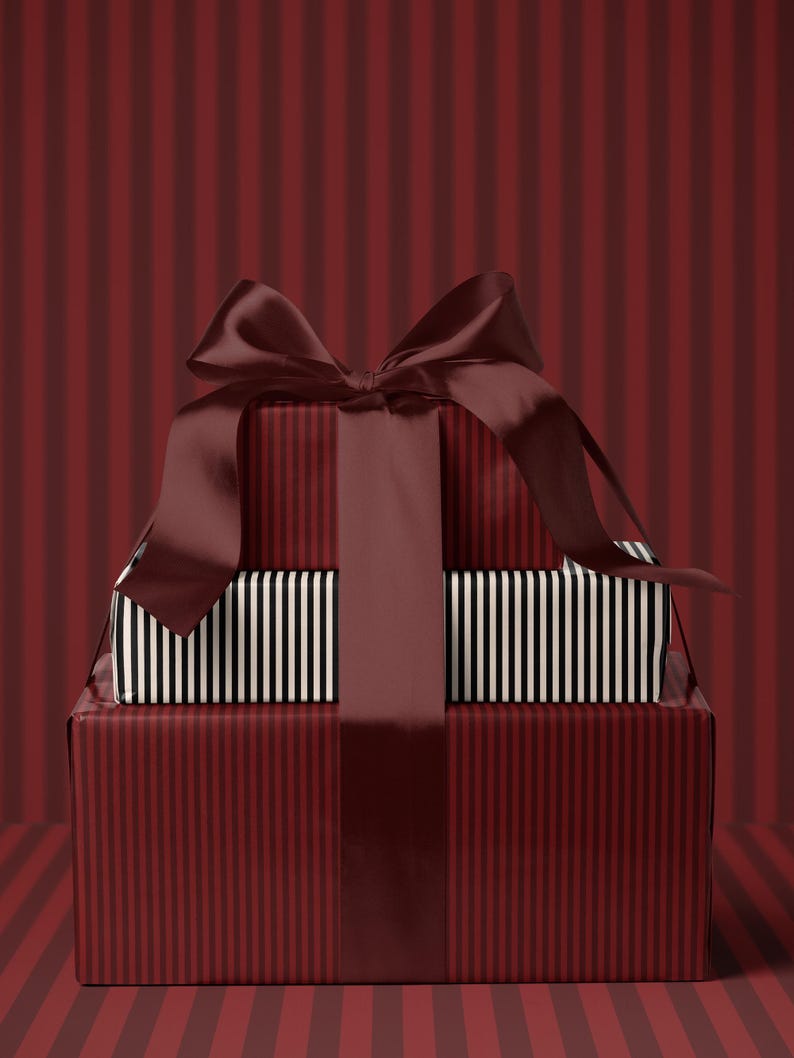 Christmas Gift Wrap Red Wrapping Paper Holiday Gift Wrap Stripe Wrapping Paper Christmas Paper for Gift Wrap Roll Romantic Gift for Her