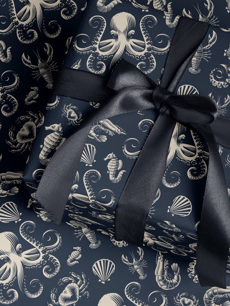 Octopus Gift Wrapping Paper Ocean Life Art Underwater Print Wrapping Paper Pattern Octopus Art Sea Life Gift Octopus Decor Scrapbook Paper