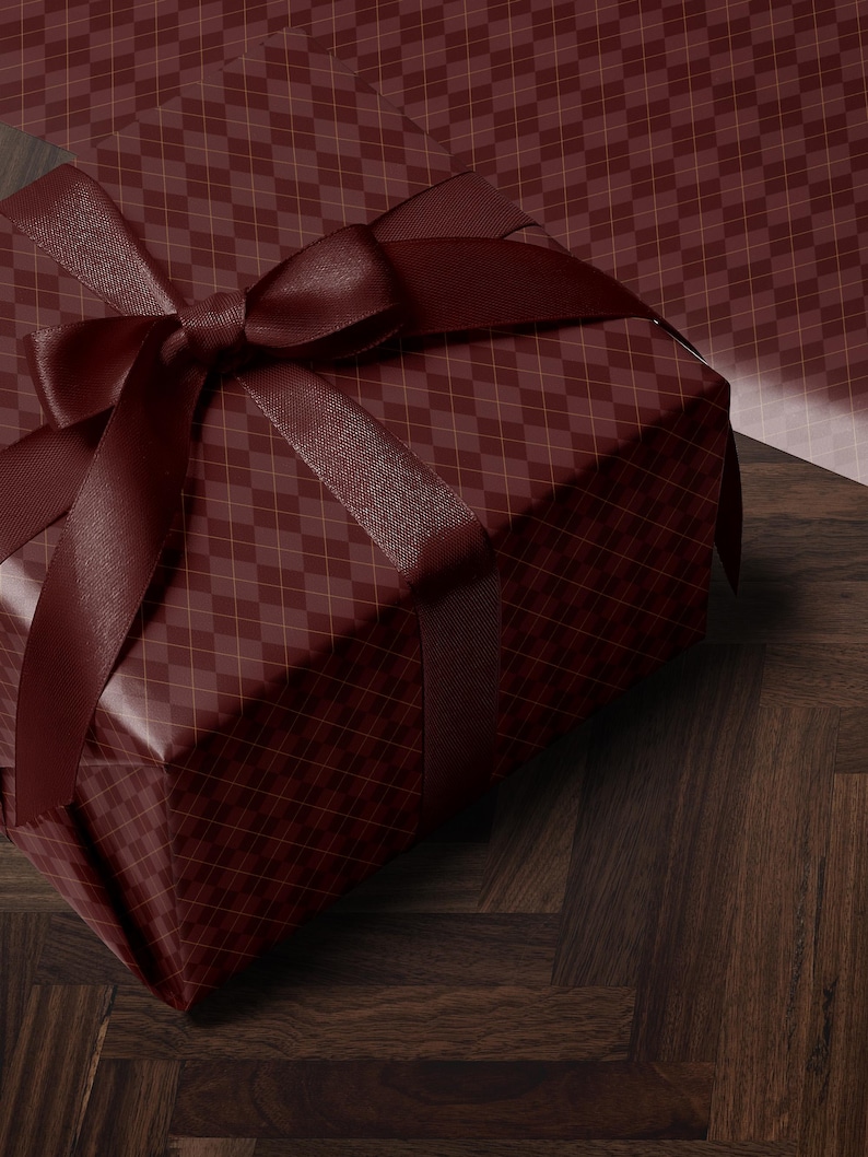 Red Diamond Gift Wrap Mom Traditional Gift Wrap Christmas Wrapping Paper Roll Classic Wrapping Paper Red Argyle Paper Elegant Gift Wrap