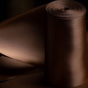 Wide Brown Satin Ribbon for Gift Wrapping 4 Inch Luxury Ribbon for Statement Bows Wedding Decor Holiday Gift Packaging Large Bow Ribbon