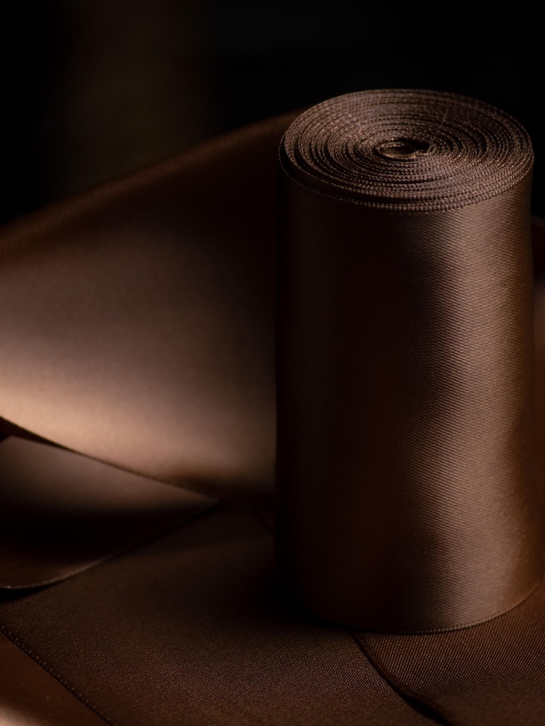 Wide Brown Satin Ribbon for Gift Wrapping 4 Inch Luxury Ribbon for Statement Bows Wedding Decor Holiday Gift Packaging Large Bow Ribbon