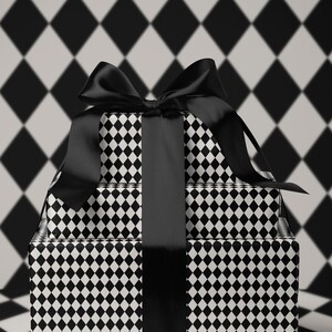 Premium Gift Wrap Harlequin Wrapping Paper Christmas Gift Wrap Holiday Wrapping Paper Black and White Paper Plaid Gift Wrap Traditional