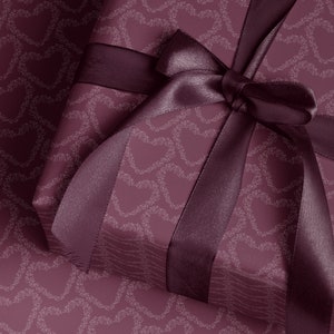 Purple Heart Wrapping Paper Heart Gift Wrap Valentine Gift Wrap Elegant Gift Wrap Love Gift Wrap Galentine Wrapping Paper Wedding Gift Wrap