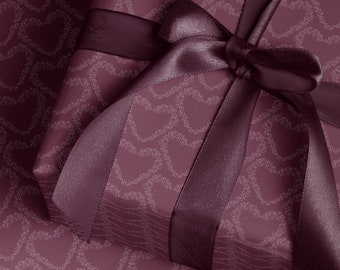 Purple Heart Wrapping Paper Heart Gift Wrap Valentine Gift Wrap Elegant Gift Wrap Love Gift Wrap Galentine Wrapping Paper Wedding Gift Wrap