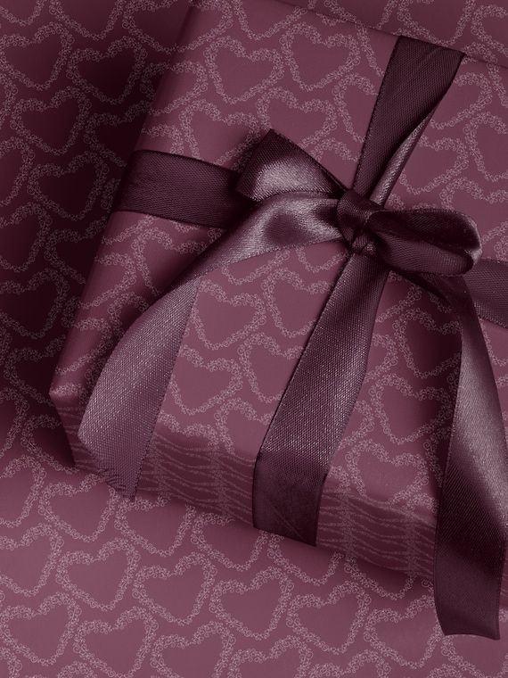 Purple Heart Wrapping Paper Heart Gift Wrap Valentine Gift Wrap Elegant Gift Wrap Love Gift Wrap Galentine Wrapping Paper Wedding Gift Wrap