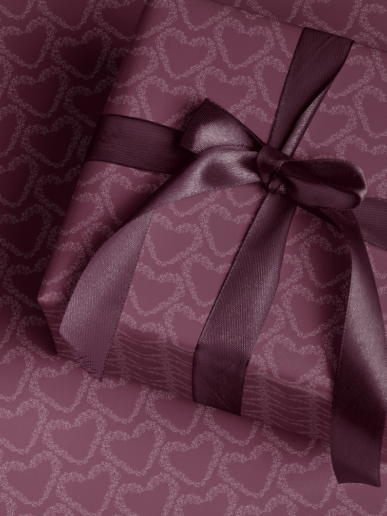 Purple Heart Wrapping Paper Heart Gift Wrap Valentine Gift Wrap Elegant Gift Wrap Love Gift Wrap Galentine Wrapping Paper Wedding Gift Wrap