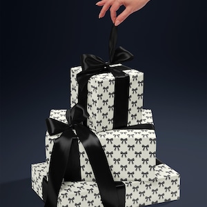Chic Gift Wrap Elegant Wrapping Paper Classic Bow Gift Wrap Black and White Feminine Wrapping Paper Photoshoot Prop Gift Wrap for Wedding