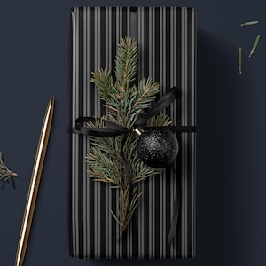 Gothic Gift Wrap Black Stripe Wrapping Paper Elegant Gift Wrap Classic Wrapping Paper Holiday Gift Wrap Chic Wrapping Paper Birthday Gift