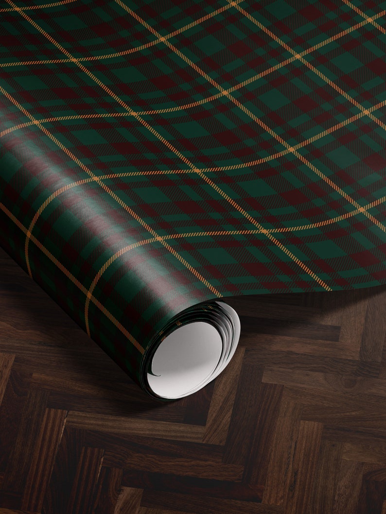 Traditional Christmas Plaid Wrapping Paper Holiday Gift Wrap Tartan Gift Wrap Green Christmas Gift Wrap Christmas Wrapping Paper Plaid
