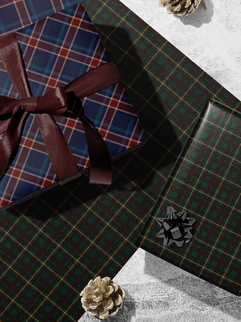 Traditional Christmas Plaid Wrapping Paper Holiday Gift Wrap Tartan Gift Wrap Green Christmas Gift Wrap Christmas Wrapping Paper Plaid
