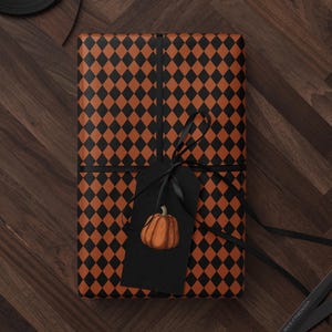 Halloween Wrapping Paper Fall Gift Wrap Orange and Black Paper Harlequin Design October Birthday Gift Wrap Roll Autumn Wrapping Paper Print