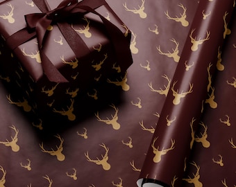 Reindeer Christmas Wrapping Paper Holiday Gift Wrap Elk Gift Wrap Stag Gift Wrap Elegant Christmas Gift Wrap Seasonal Gift Wrap Deer