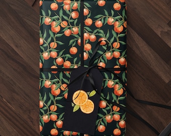 Fruit Wrapping Paper Moody Gift Wrap Orange Wrapping Paper Birthday Gift Wrap Tropical Gift Wrap Moody Wrapping Paper For Special Occasion