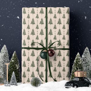 White Christmas Tree Wrapping Paper Holiday Gift Wrap Xmas Decoration Christmas Present Wrapping Roll Festive Decor Classic Gift Wrap Paper